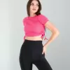 Pembe Yandan Büzgülü Crop