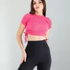 Pembe Yandan Büzgülü Crop