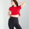 Kırmızı Yandan Büzgülü Crop