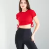 Kırmızı Yandan Büzgülü Crop