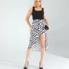 Zebra Desen Yandan Büzgülü Etek