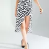 Zebra Desen Yandan Büzgülü Etek