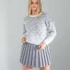 Gri Pilseli Etek