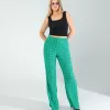 Retro Desen Cepli Yeşil Pantolon