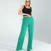 Retro Desen Cepli Yeşil Pantolon