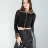 Kürk Detay Fermuarlı Crop