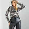 Leopar Desenli Kapşonlu Hırka 