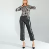 Leopar Desenli Kapşonlu Hırka 