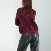 Kırmızı Leopar Desen Sakal Triko Hırka