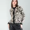 Camel Leopar Desen Sakal Triko Hırka