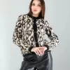 Camel Leopar Desen Sakal Triko Hırka