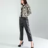 Camel Leopar Desen Sakal Triko Hırka