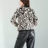 Camel Leopar Desen Sakal Triko Hırka
