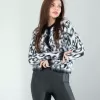 Siyah Beyaz Leopar Desen Sakal Triko Hırka