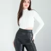 Beyaz Fitilli Parmak Geçmeli Crop