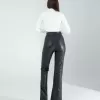 Yırtmaçlı Deri Pantolon