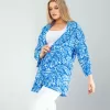 Çiçek Desen Mavi Kimono
