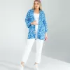 Çiçek Desen Mavi Kimono