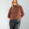 Kahve Fermuarlı Sakal Triko