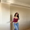 Bordo ZRA Model Poliamid İp Askı Bluz
