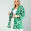 Çiçek Desen Yeşil Kimono