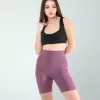 Lila Fitilli Push Up Toparlayıcı Biker Spor Tayt