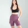 Lila Fitilli Push Up Toparlayıcı Biker Spor Tayt
