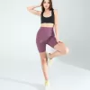 Lila Fitilli Push Up Toparlayıcı Biker Spor Tayt