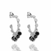 Siyah Taşlı Shakira Küpe - 925 Ayar Gümüş