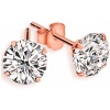 Kadın 925 Ayar Gümüş Tektaş Çivi Küpe 1 Çift 4 Mm - Rose Kaplama