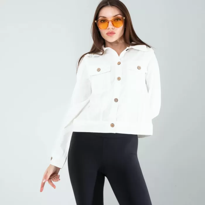 Nakışlı Etnik Desen Denim Ceket
