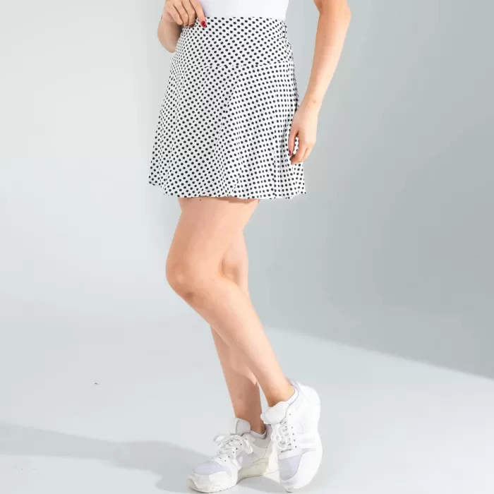 Beyaz Mini Puantiye Desenli Şort Etek