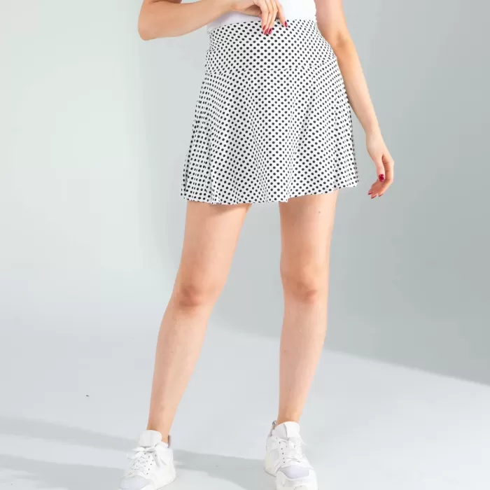 Beyaz Mini Puantiye Desenli Şort Etek