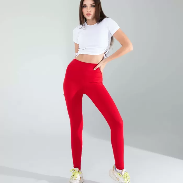 Kırmızı Fitilli Push Up Toparlayıcı Spor Tayt