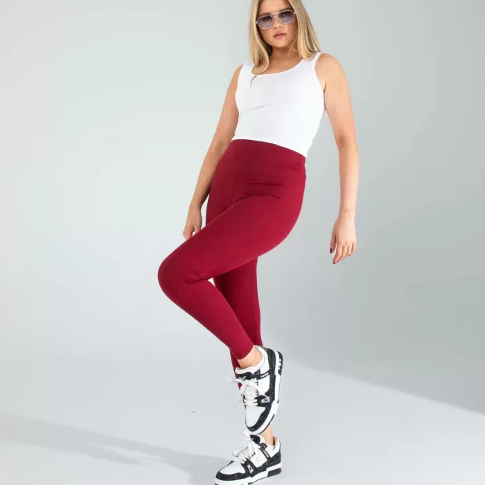 Bordo Fitilli Push Up Toparlayıcı Spor Tayt