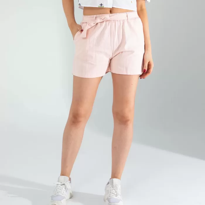 Somon Mng Beli Kuşaklı Keten Şort