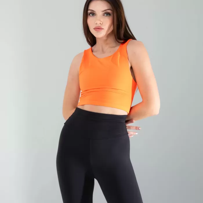 Turuncu Kalın Askılı Scuba Kumaş Crop