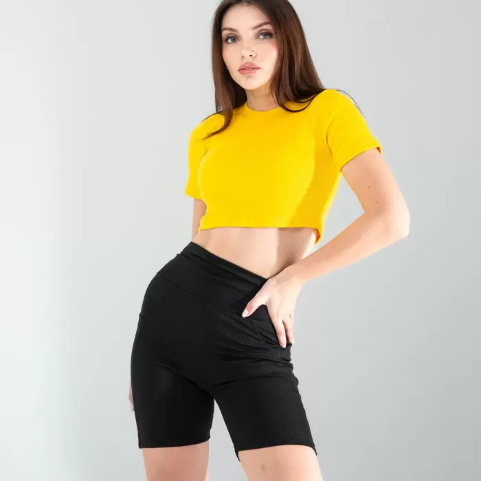 Sarı Fitilli Kaşkorse Mini Bluz