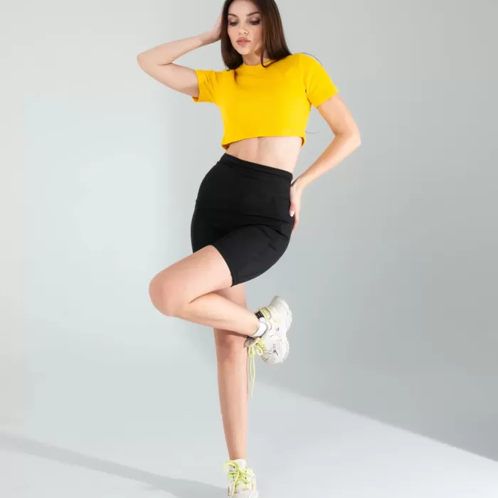 Sarı Fitilli Kaşkorse Mini Bluz