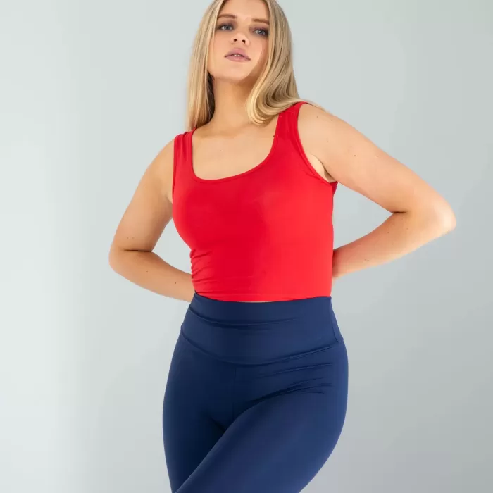 Kırmızı Kare Yaka Basic Bluz