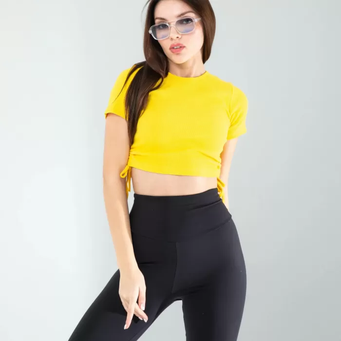 Sarı Yandan Büzgülü Crop
