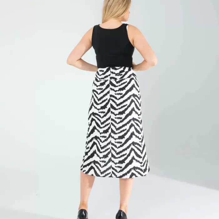 Zebra Desen Yandan Büzgülü Etek