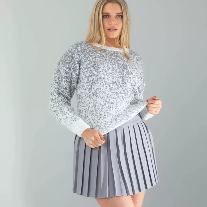 Gri Pilseli Etek