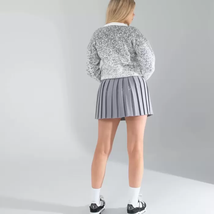 Gri Pilseli Etek