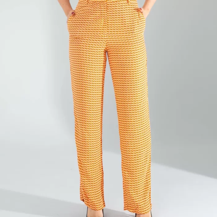 Retro Desen Cepli Turuncu Pantolon