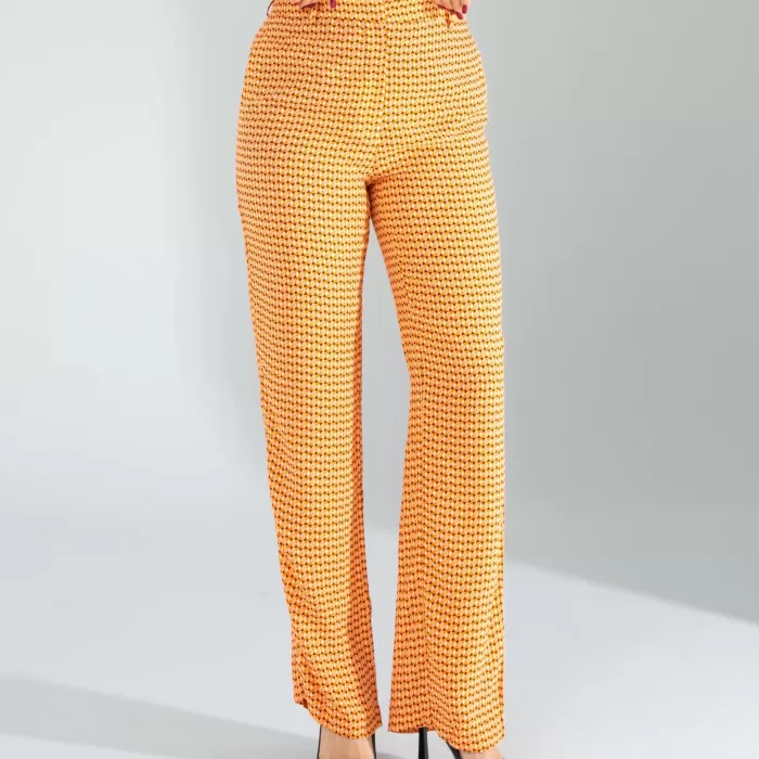 Retro Desen Cepli Turuncu Pantolon