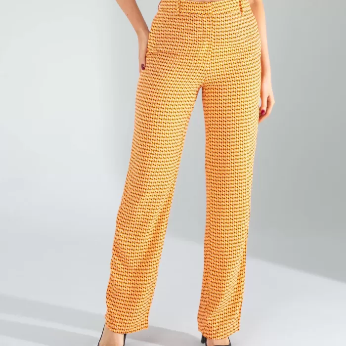 Retro Desen Cepli Turuncu Pantolon