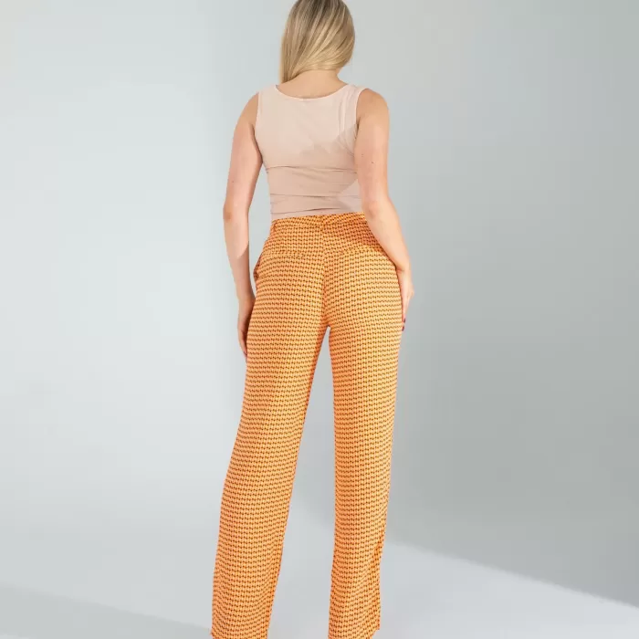 Retro Desen Cepli Turuncu Pantolon