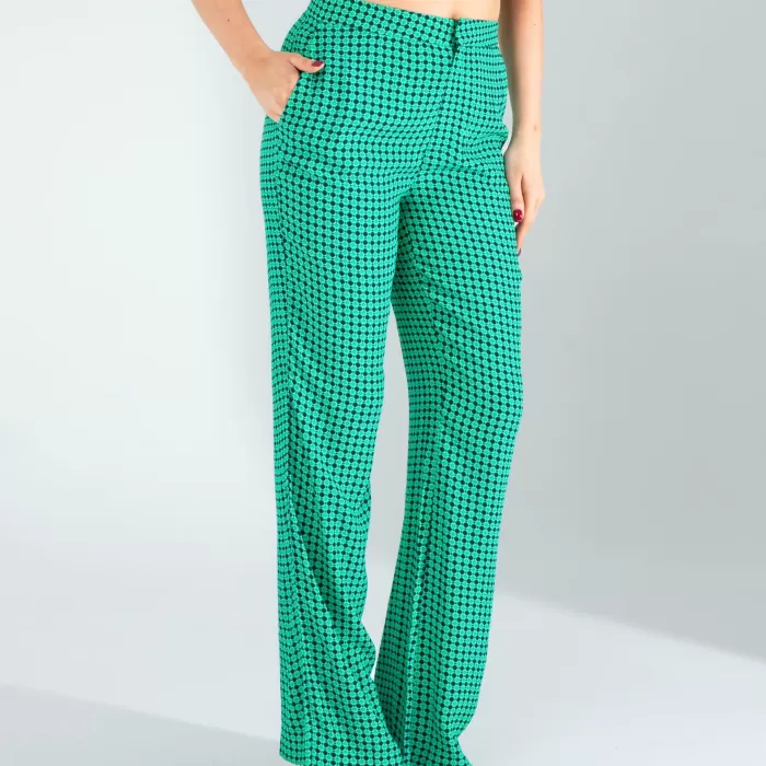 Retro Desen Cepli Yeşil Pantolon