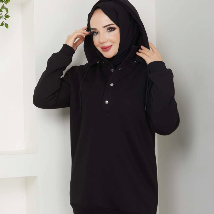 KAPŞONLU SWEATSHİRT SİYAH
